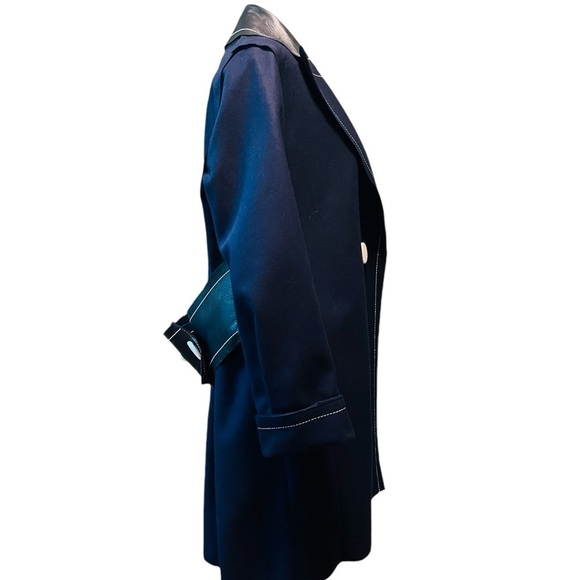 EDUN WOMEN’S NAVY WOOL MID LENGTH COAT SIZE MEDIUM - Picture 5 of 15